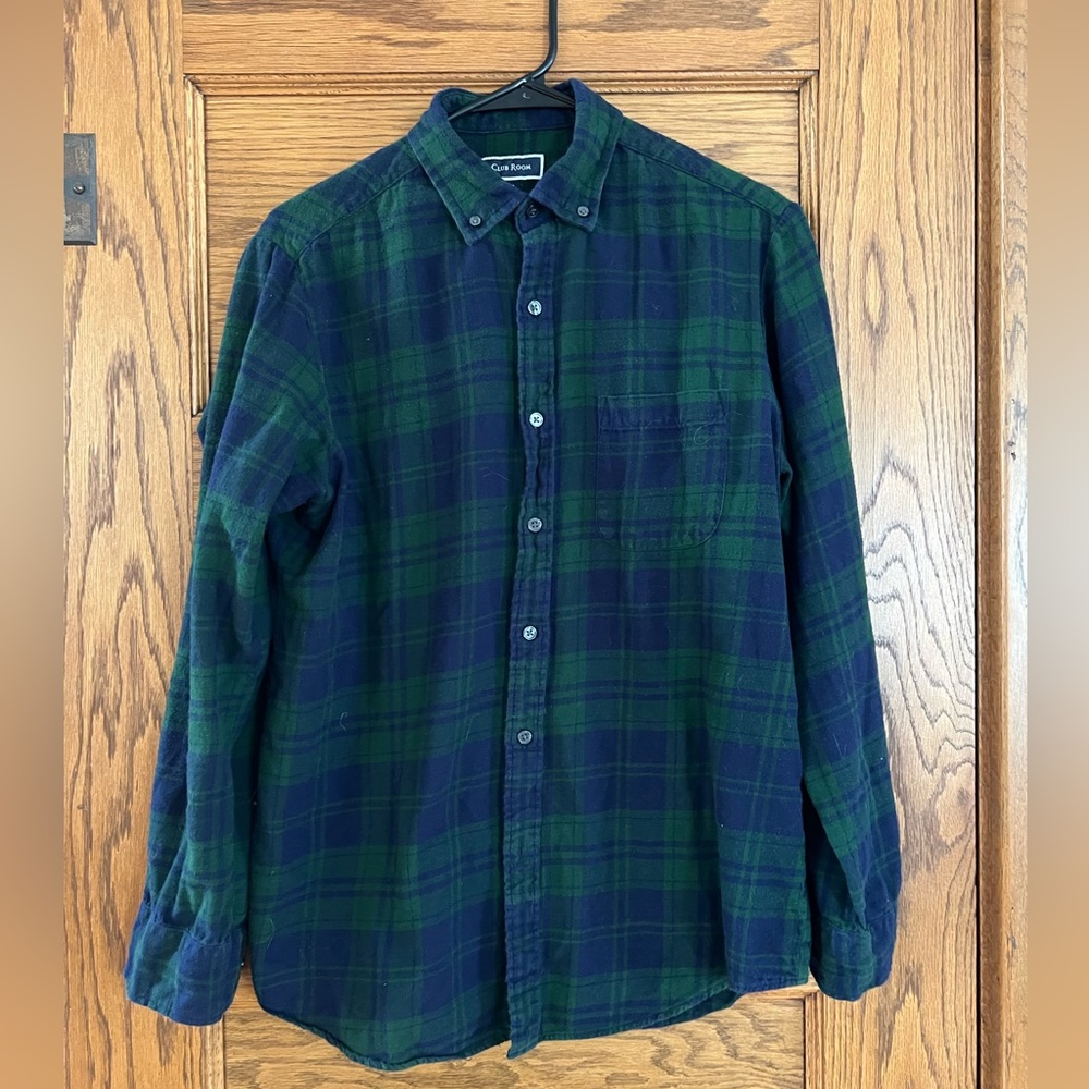 Club Room blue and green plaid button down